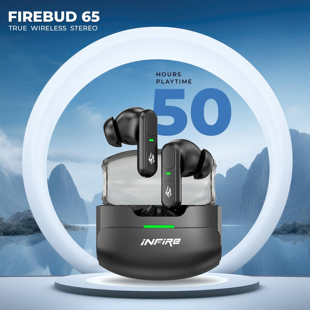 FireBuds 65 Earbuds 50H Playtime,ENC,Quad Mic, 13mm Drivers, Voice Assistant Bluetooth - iNFiRe