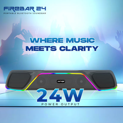 iNFiRe FireBar 24 | 24 W Bluetooth RGB Soundbar | Upto 8 Hours Playtime, 24 W Bluetooth Soundbar  (Black, 2.0 Channel)