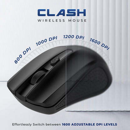 iNFiRe Clash Wireless Mouse Upto 1600 DPI, USB Nano Receiver, 4 Buttons 2.4GHz Wireless Optical Mouse - iNFiRe